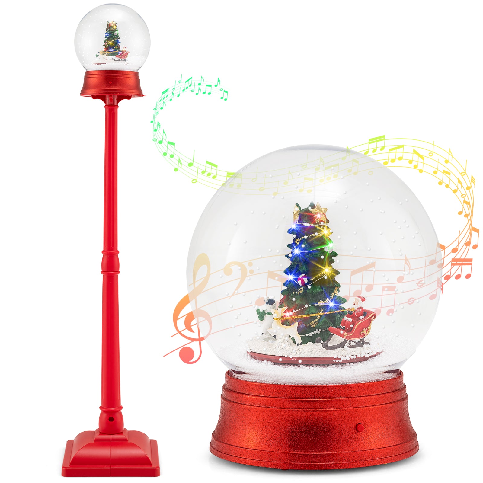 5 Ft Musical Christmas Street Lamp with 8 Tunes and Blowing Snow, Red Christmas Decor & Accessories at Gallery Canada