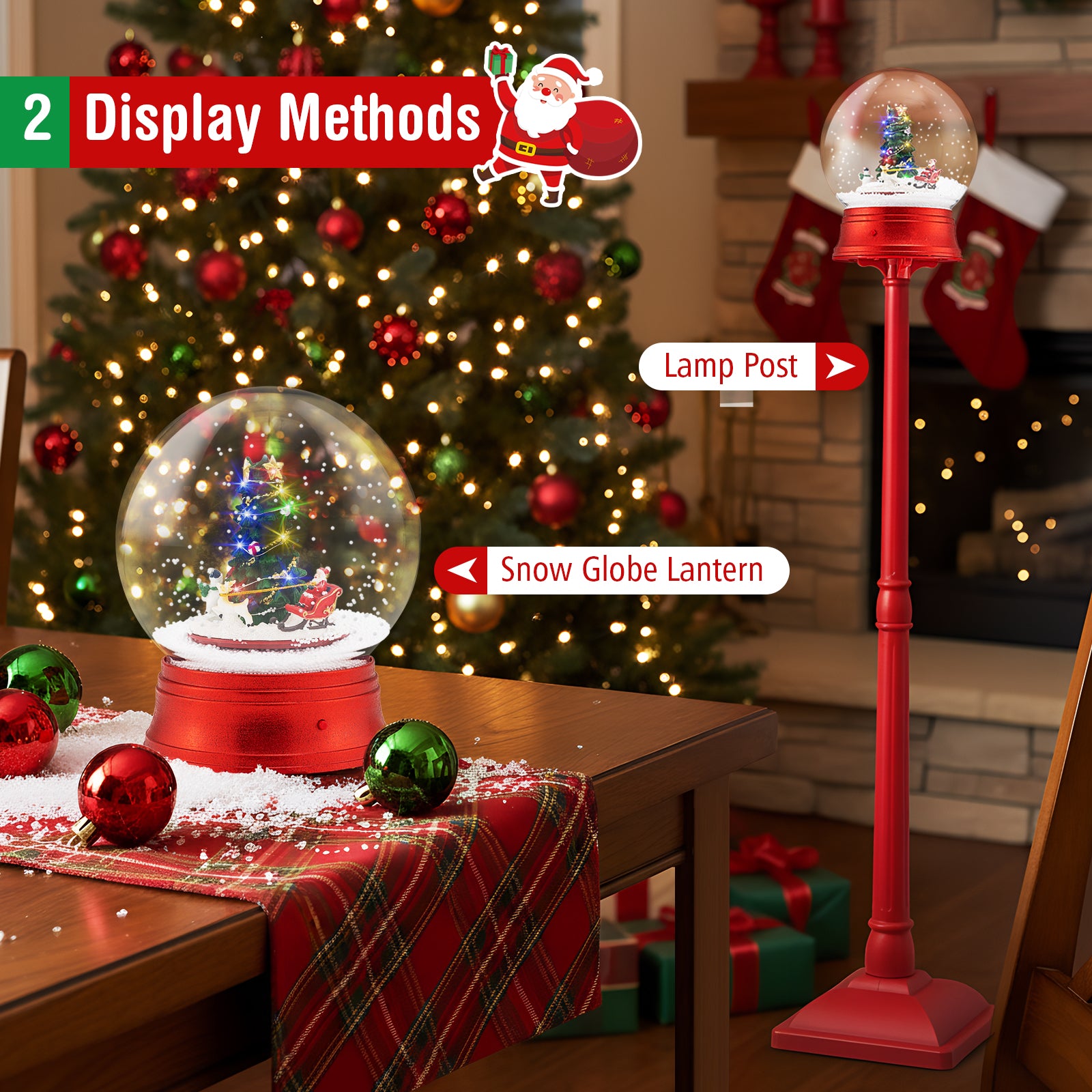 5 Ft Musical Christmas Street Lamp with 8 Tunes and Blowing Snow, Red Christmas Decor & Accessories at Gallery Canada