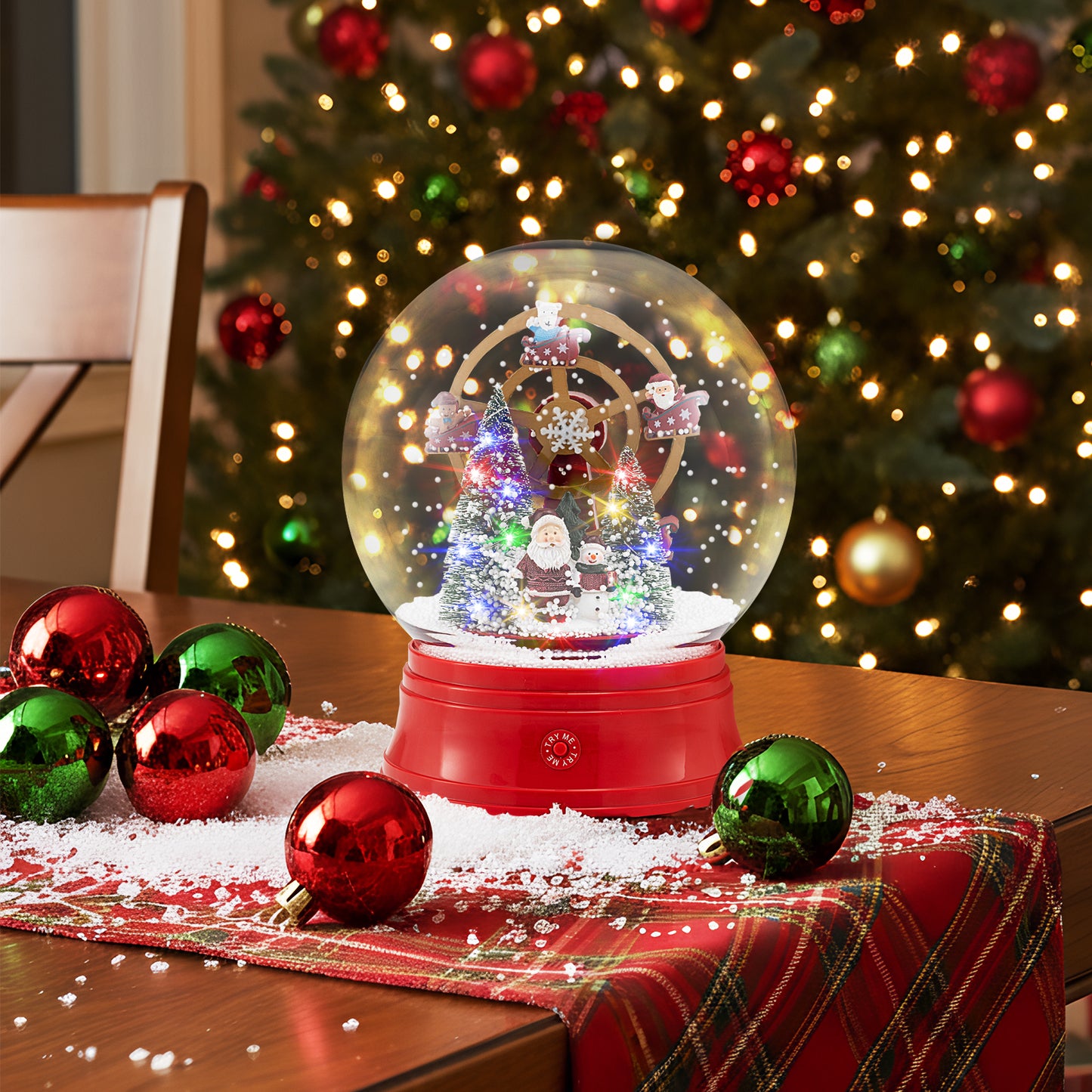 5 Ft Christmas Snow Globe Musical Street Lamp On Stand, Red Christmas Decor & Accessories at Gallery Canada