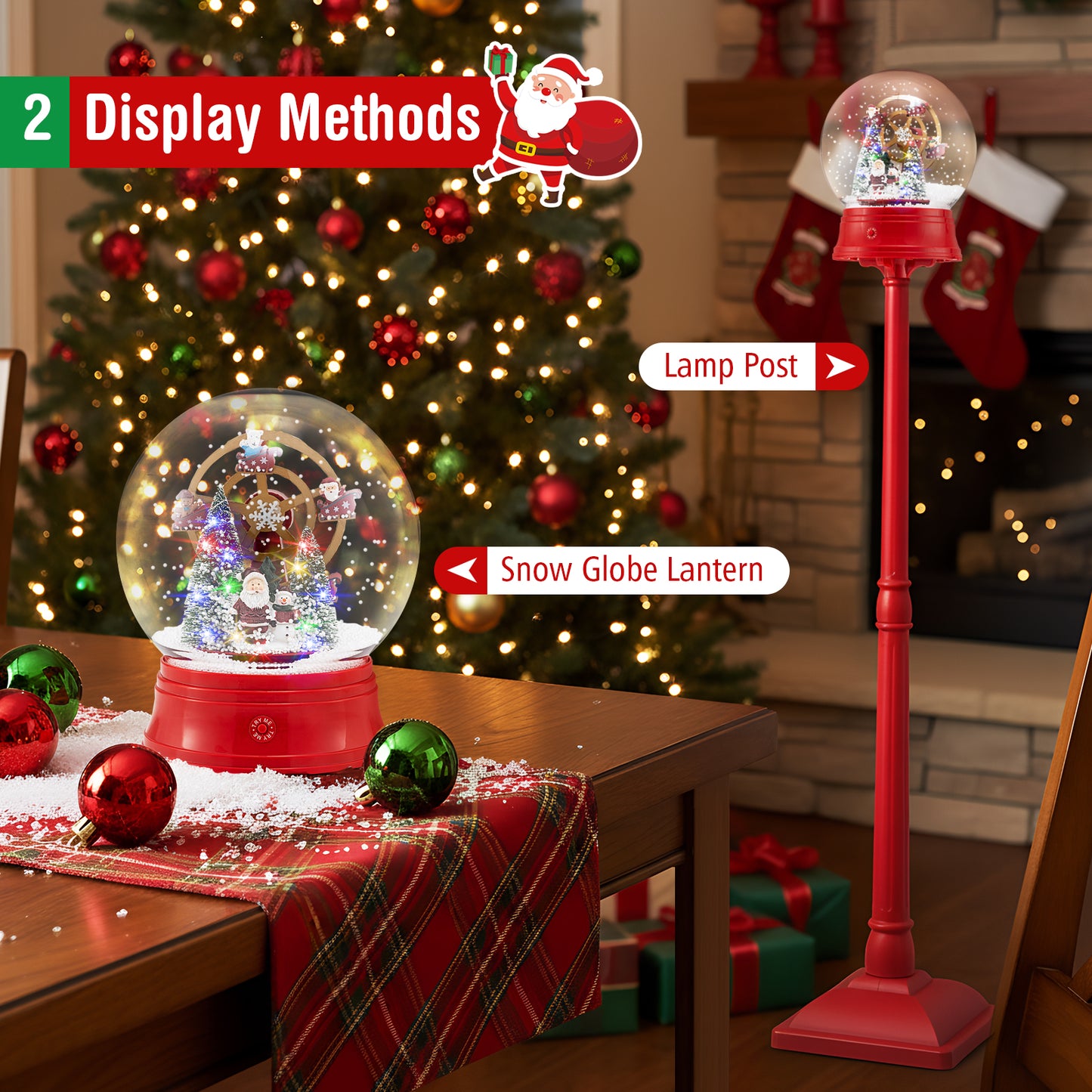 5 Ft Christmas Snow Globe Musical Street Lamp On Stand, Red Christmas Decor & Accessories at Gallery Canada