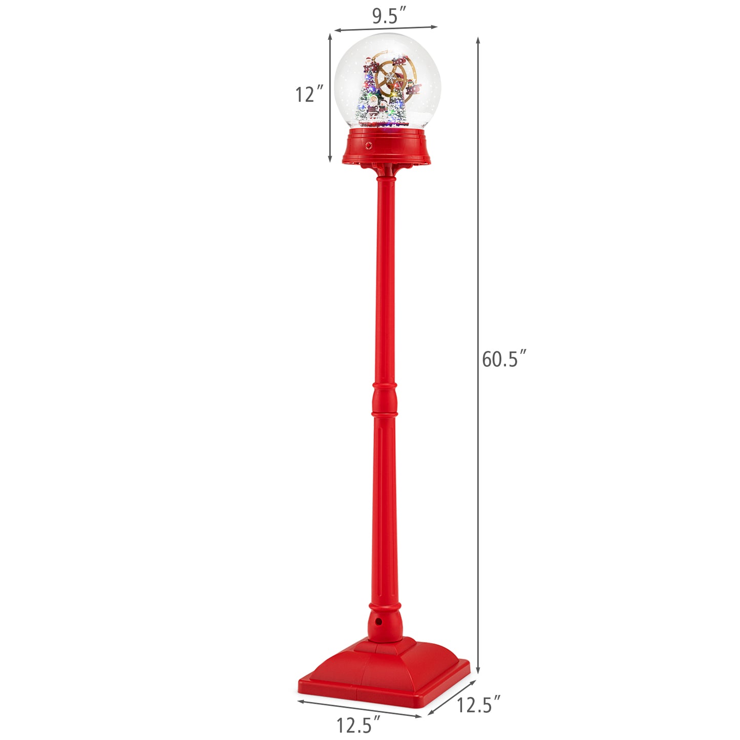 5 Ft Christmas Snow Globe Musical Street Lamp On Stand, Red Christmas Decor & Accessories at Gallery Canada