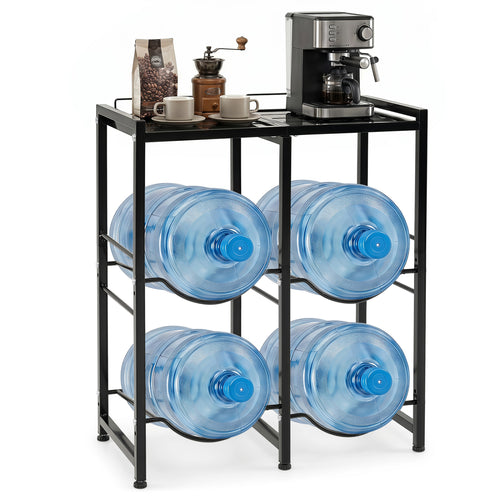 5 Gallon Water Jug Holder, 4 Bottles, Black