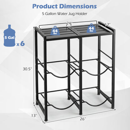 5 Gallon Water Jug Holder, 4 Bottles, Black
