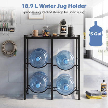 5 Gallon Water Jug Holder, 4 Bottles, Black