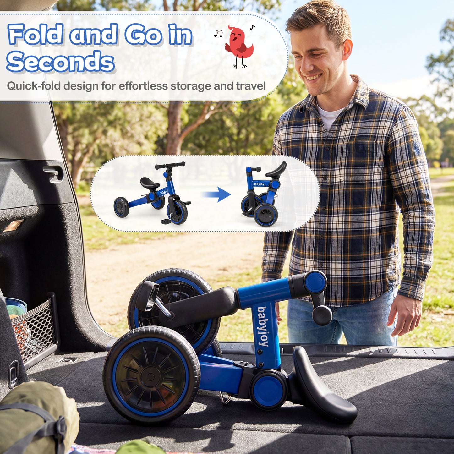 5-In-1 Toddler Bike With Removable Pedals, Blue Balance Bikes at Gallery Canada