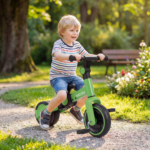 5-In-1 Toddler Bike, Kids Balance Bike With Removable Pedals, Green