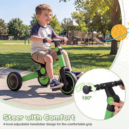 5-In-1 Toddler Bike, Kids Balance Bike With Removable Pedals, Green Balance Bikes at Gallery Canada