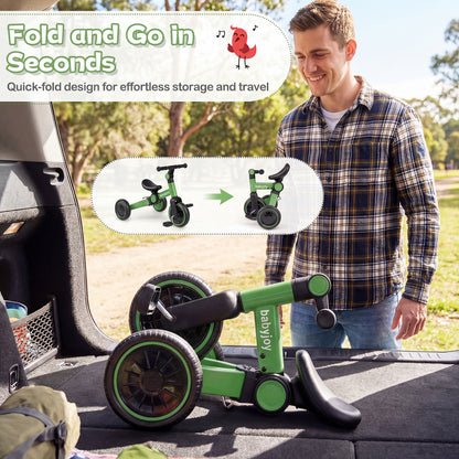 5-In-1 Toddler Bike, Kids Balance Bike With Removable Pedals, Green Balance Bikes at Gallery Canada