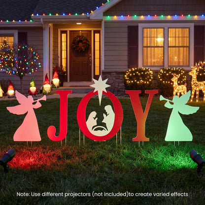 5 PCS Nativity Christmas Yard Sign Set, Angels, Red