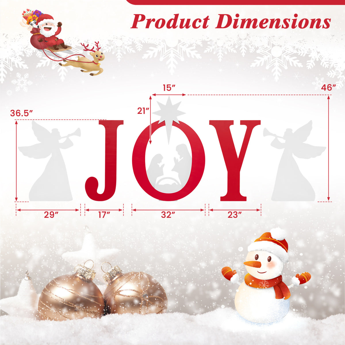 5 PCS Nativity Christmas Yard Sign Set, Angels, Red