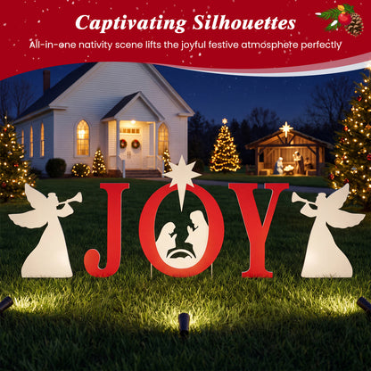 5 PCS Nativity Christmas Yard Sign Set, Angels, Red