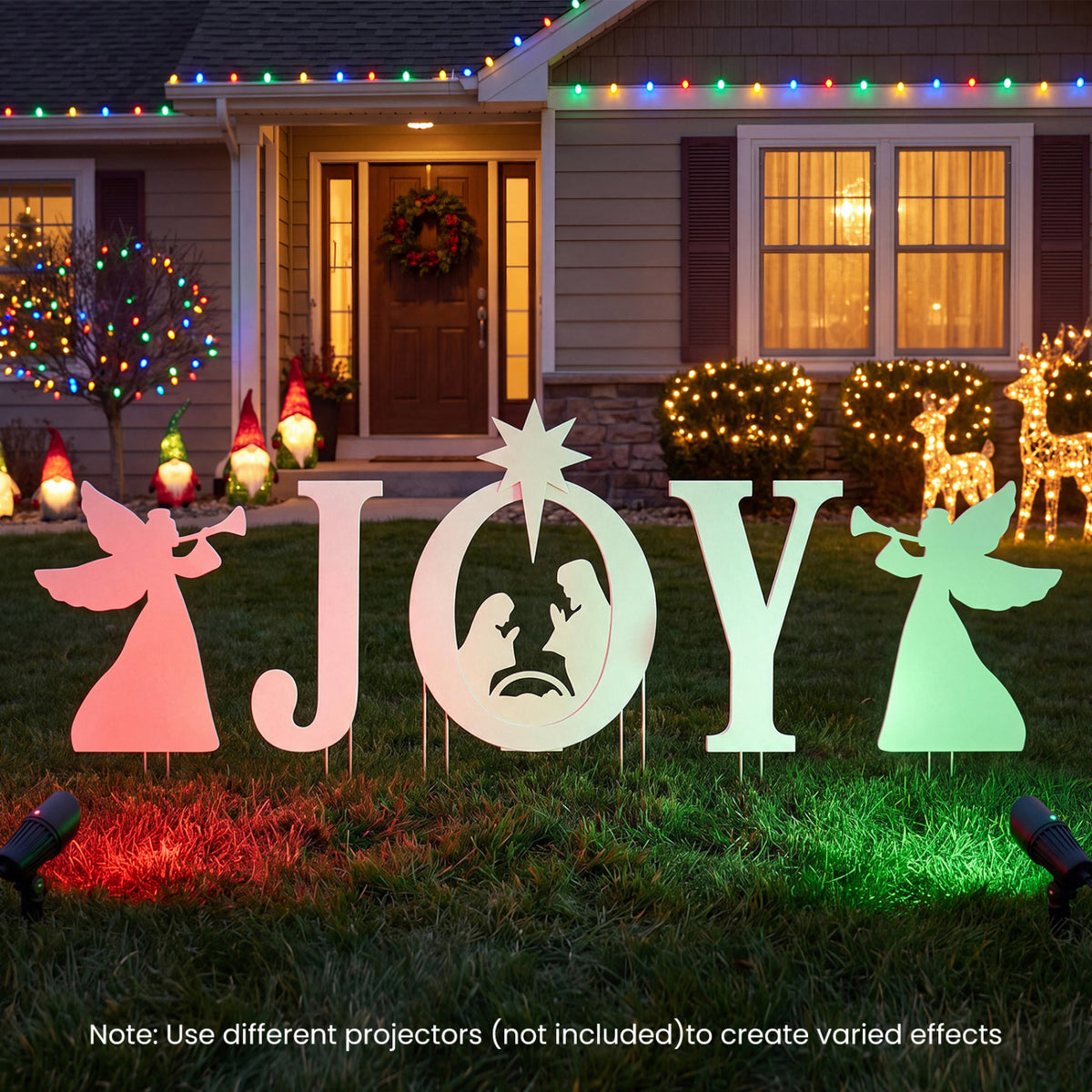 5 PCS Nativity Christmas Yard Sign Set, Angels, White