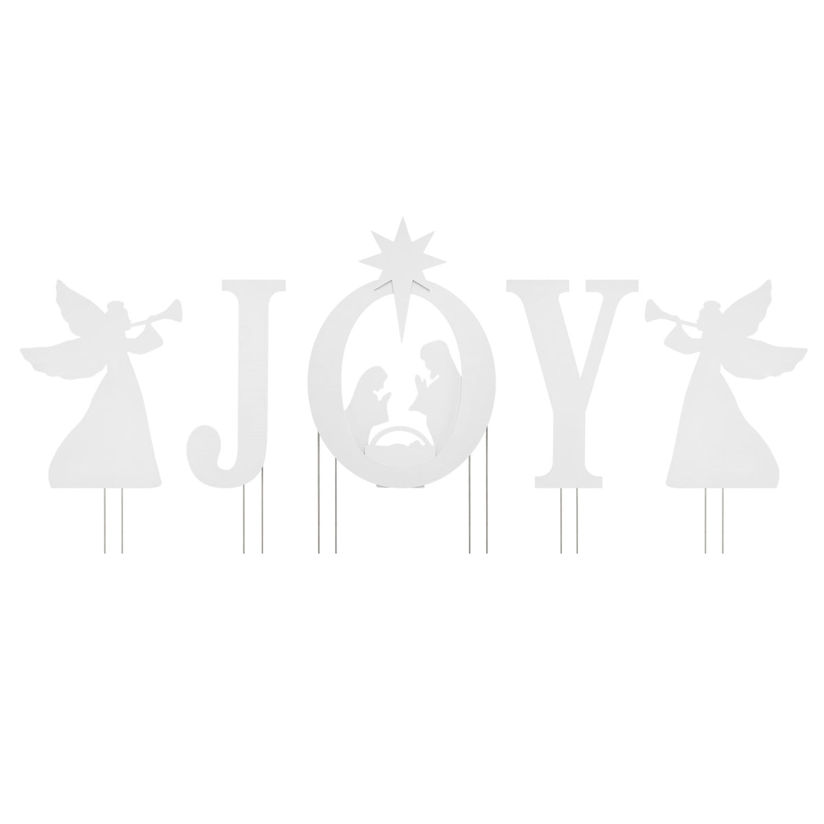 5 PCS Nativity Christmas Yard Sign Set, Angels, White