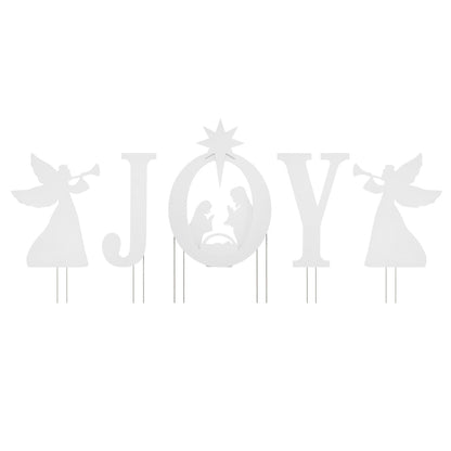 5 PCS Nativity Christmas Yard Sign Set, Angels, White