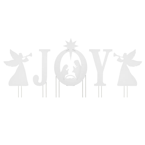 5 PCS Nativity Christmas Yard Sign Set, Angels, White