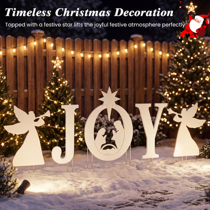 5 PCS Nativity Christmas Yard Sign Set, Angels, White