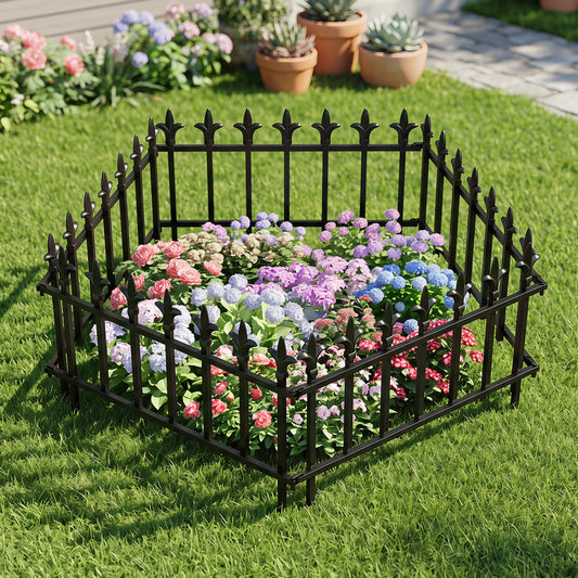 5-Pack/10-Pack Decorative Metal Garden Fence No Dig Landscape Fencing for Lawn-S Decorative Fencing & Flooring Black at Gallery Canada