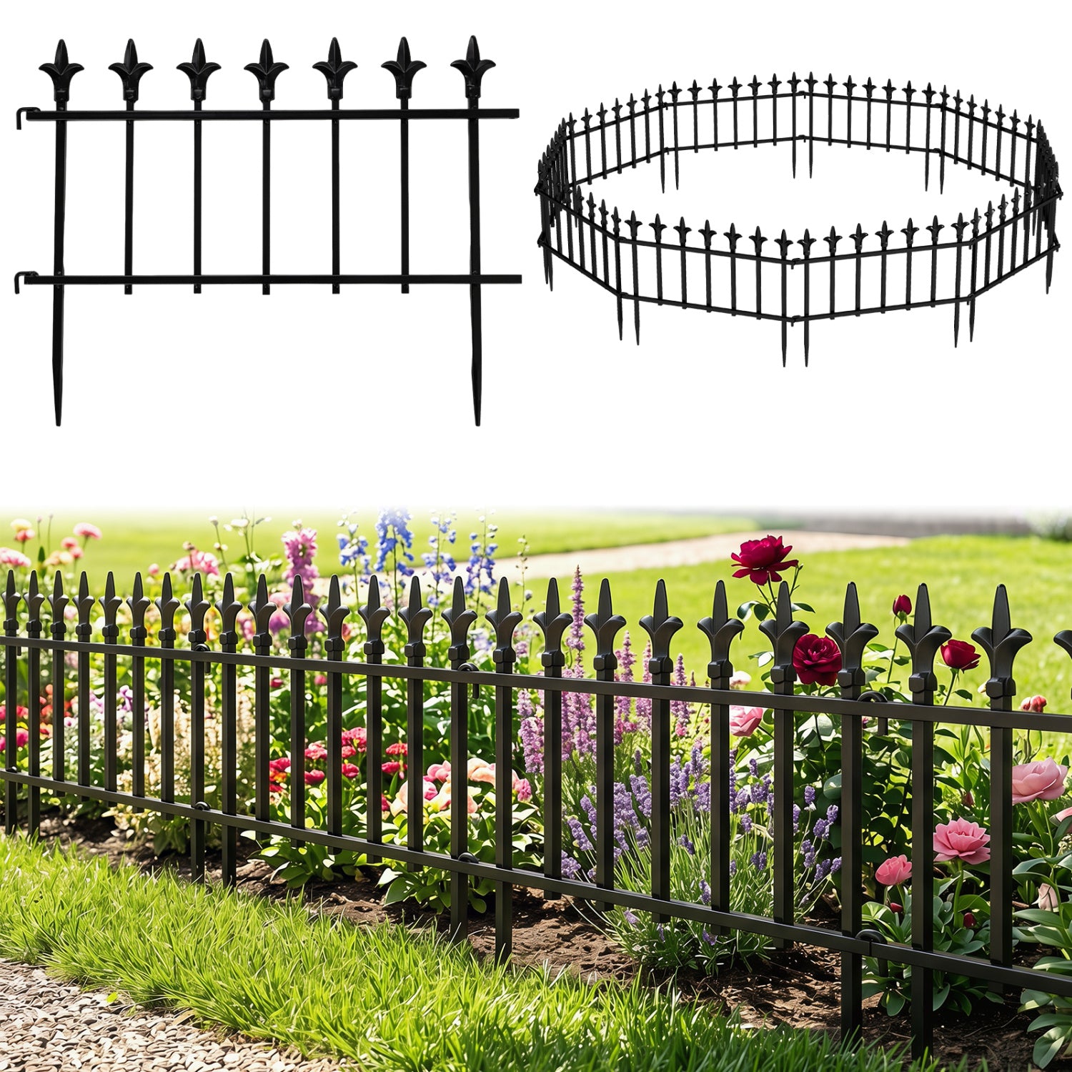 5-Pack/10-Pack Decorative Metal Garden Fence No Dig Landscape Fencing for Lawn-M Decorative Fencing & Flooring at Gallery Canada