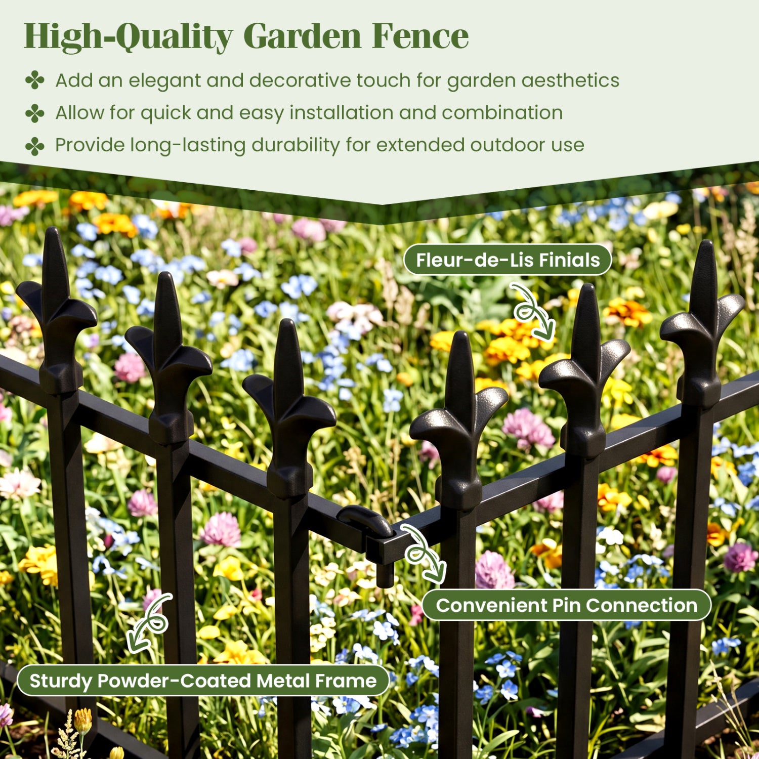 5-Pack/10-Pack Decorative Metal Garden Fence No Dig Landscape Fencing for Lawn-M Decorative Fencing & Flooring at Gallery Canada