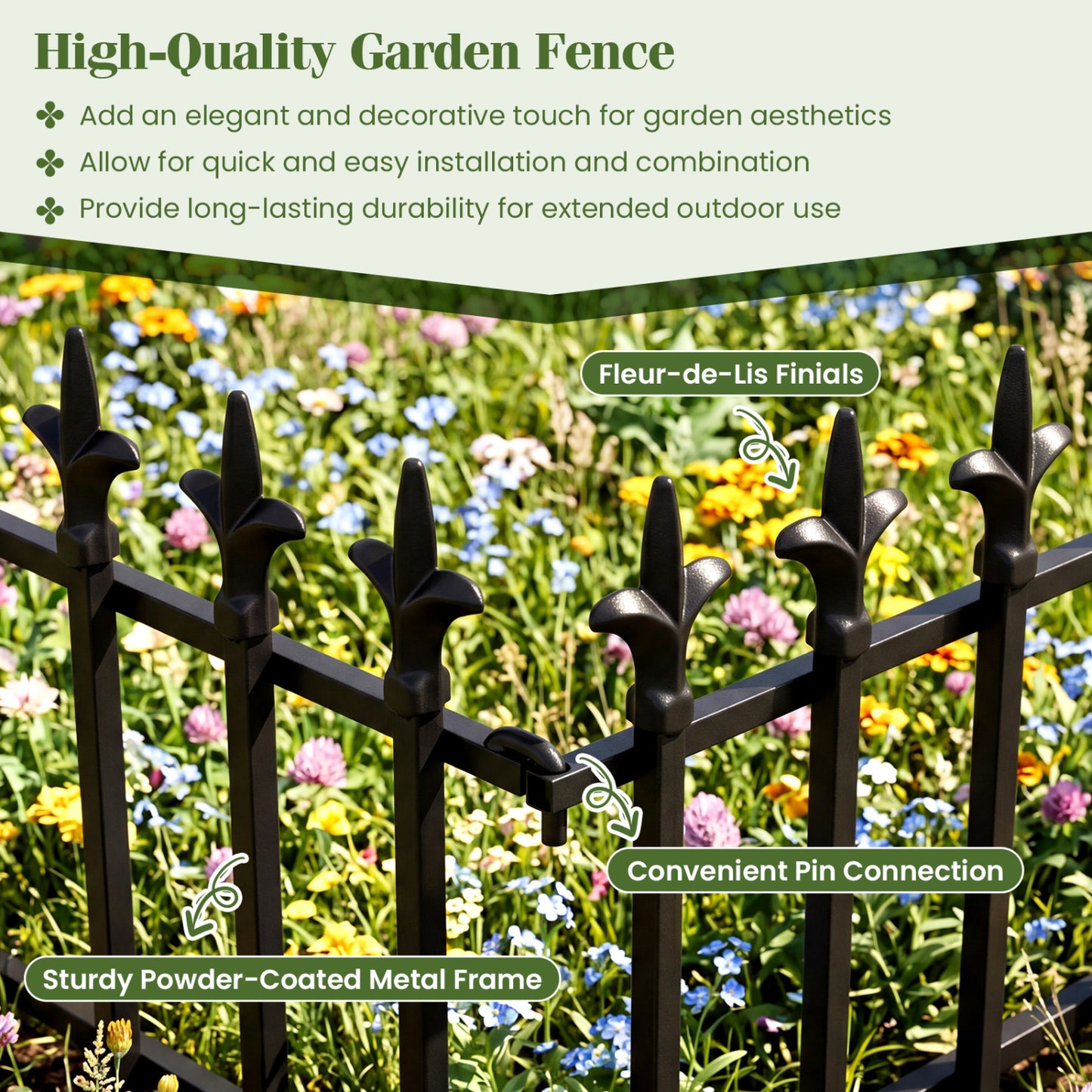 5-Pack/10-Pack Decorative Metal Garden Fence No Dig Landscape Fencing for Lawn-M Decorative Fencing & Flooring at Gallery Canada