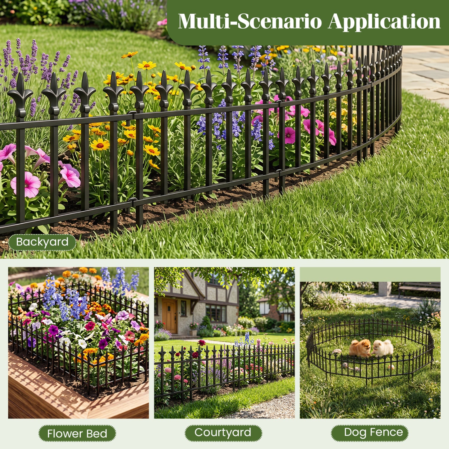 5-Pack/10-Pack Decorative Metal Garden Fence No Dig Landscape Fencing for Lawn-M Decorative Fencing & Flooring at Gallery Canada