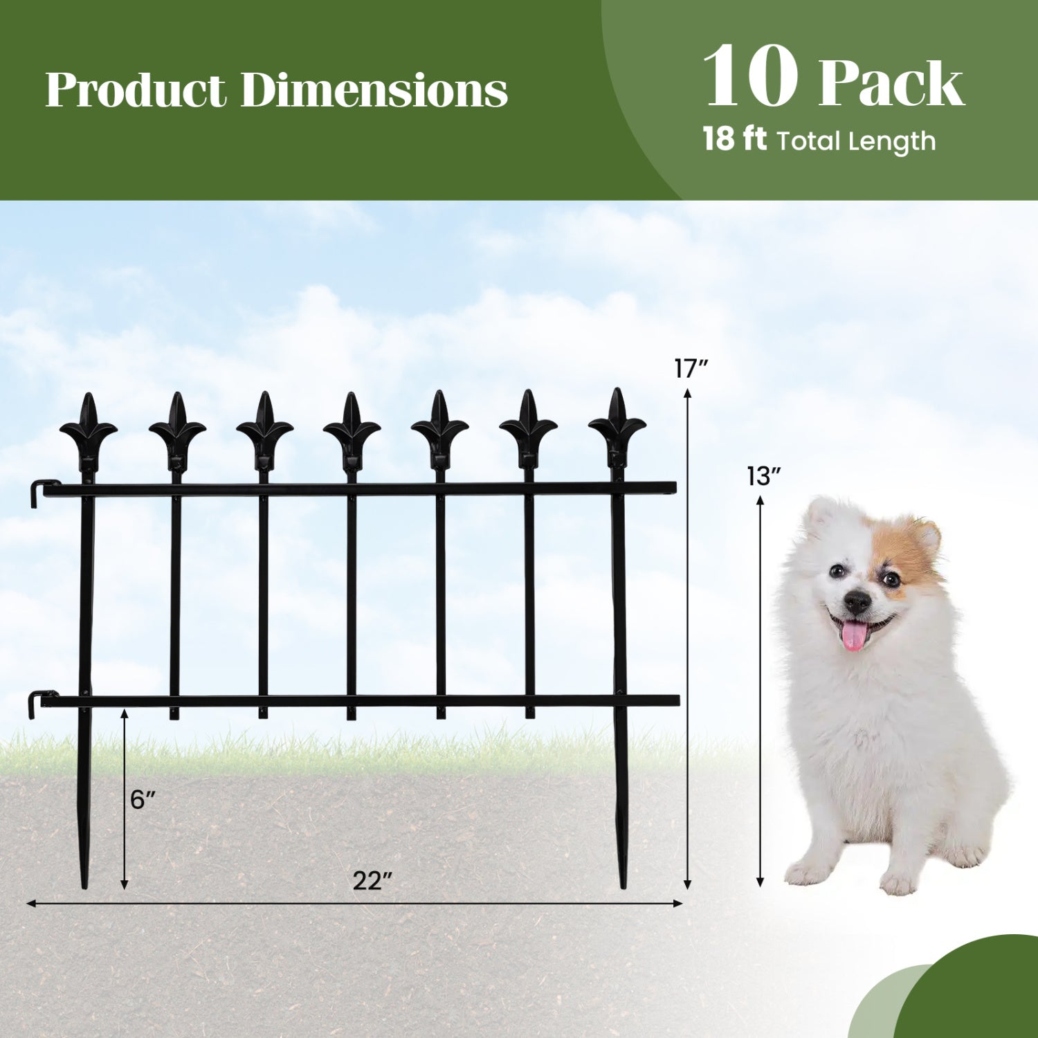 5-Pack/10-Pack Decorative Metal Garden Fence No Dig Landscape Fencing for Lawn-M Decorative Fencing & Flooring at Gallery Canada