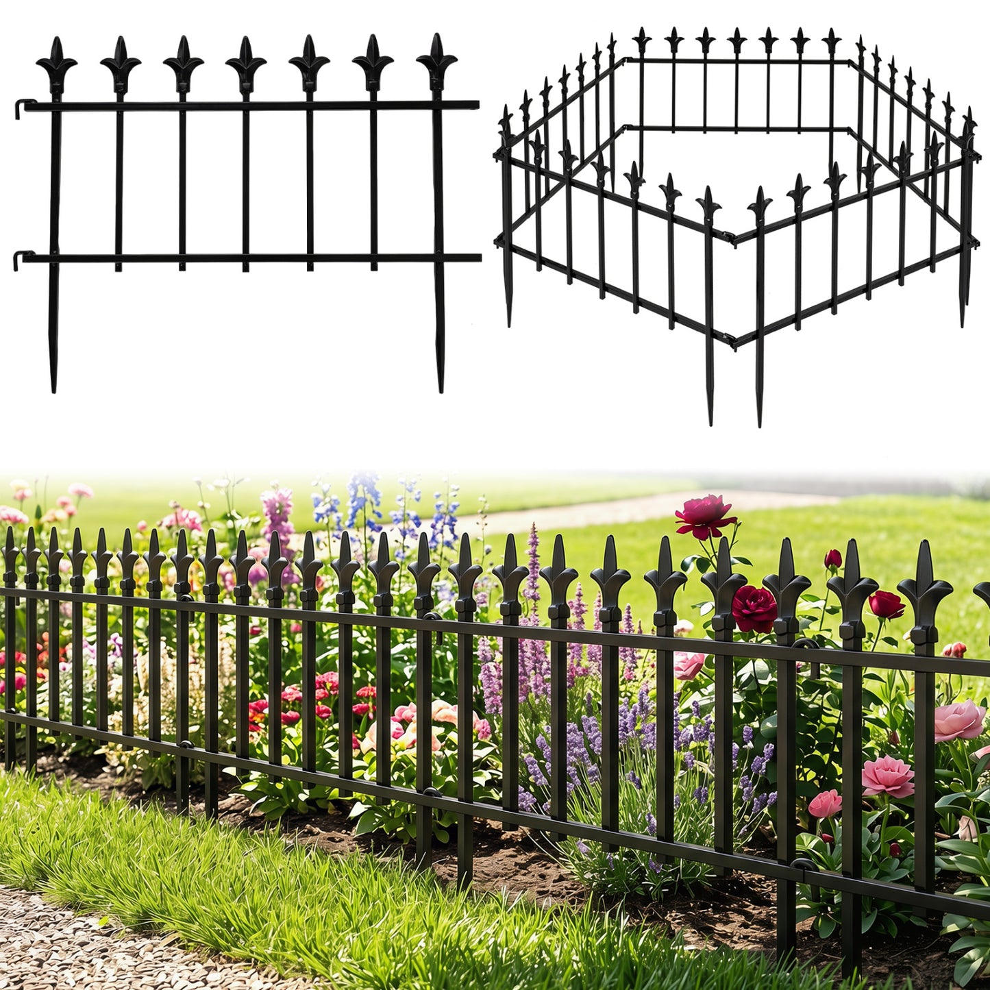 5-Pack/10-Pack Decorative Metal Garden Fence No Dig Landscape Fencing for Lawn-S Decorative Fencing & Flooring at Gallery Canada