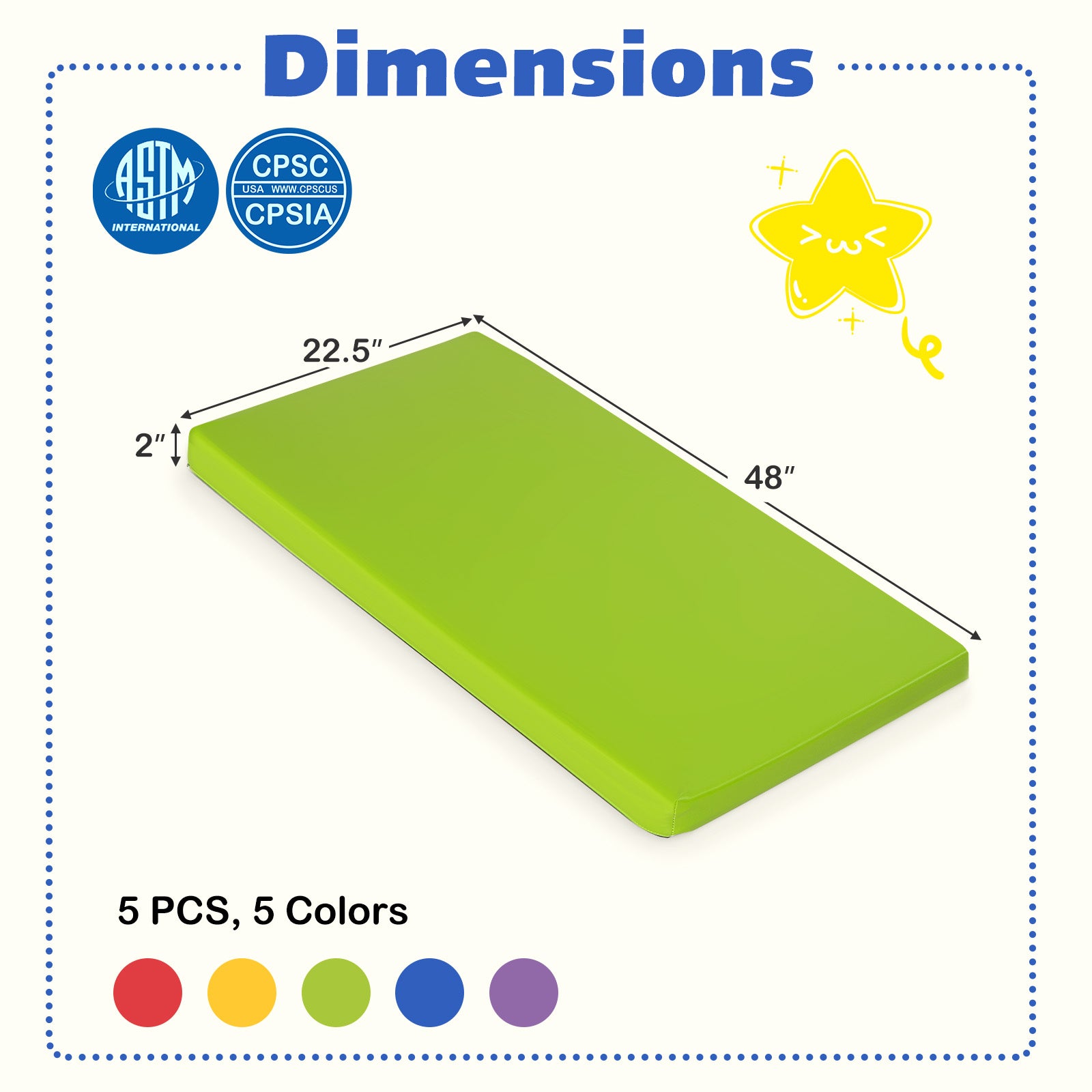 5 Pack 2 Inch Toddler Thick Rainbow Rest Nap Mats Yoga & Gym Mats at Gallery Canada