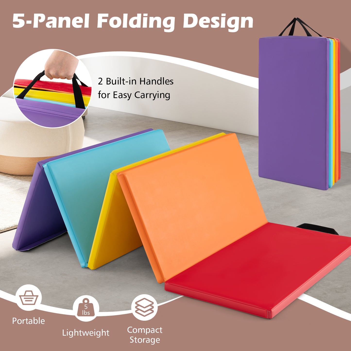 5-Panel Folding Gymnastics Mat for Kids, Red Yoga & Gym Mats at Gallery Canada