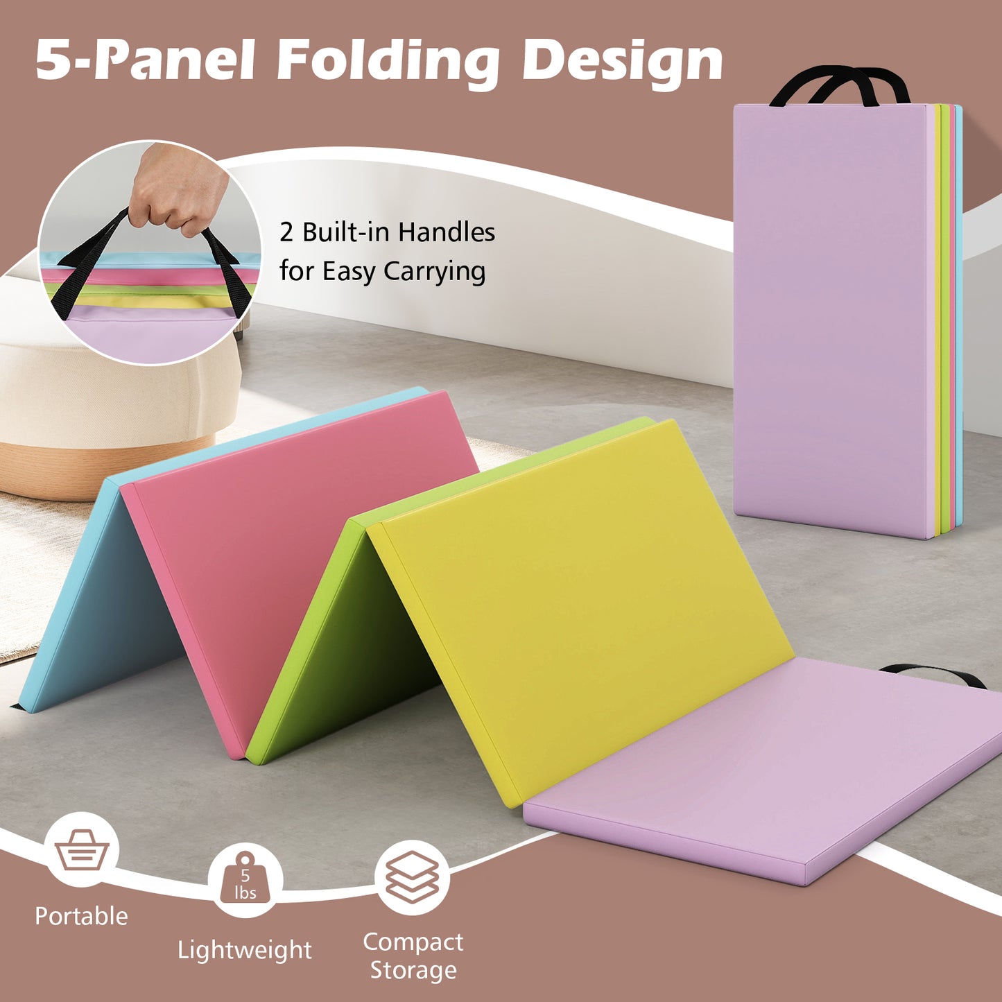 5-Panel Folding Gymnastics Mat for Kids, Green Yoga & Gym Mats at Gallery Canada