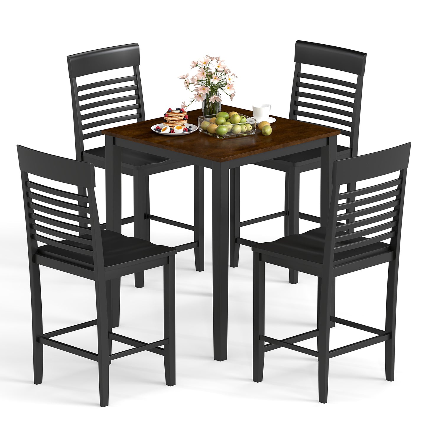 5-Piece Counter-Height Dining Table Set with Rubber Wood Frame and Footrest Dining Room Sets at Gallery Canada