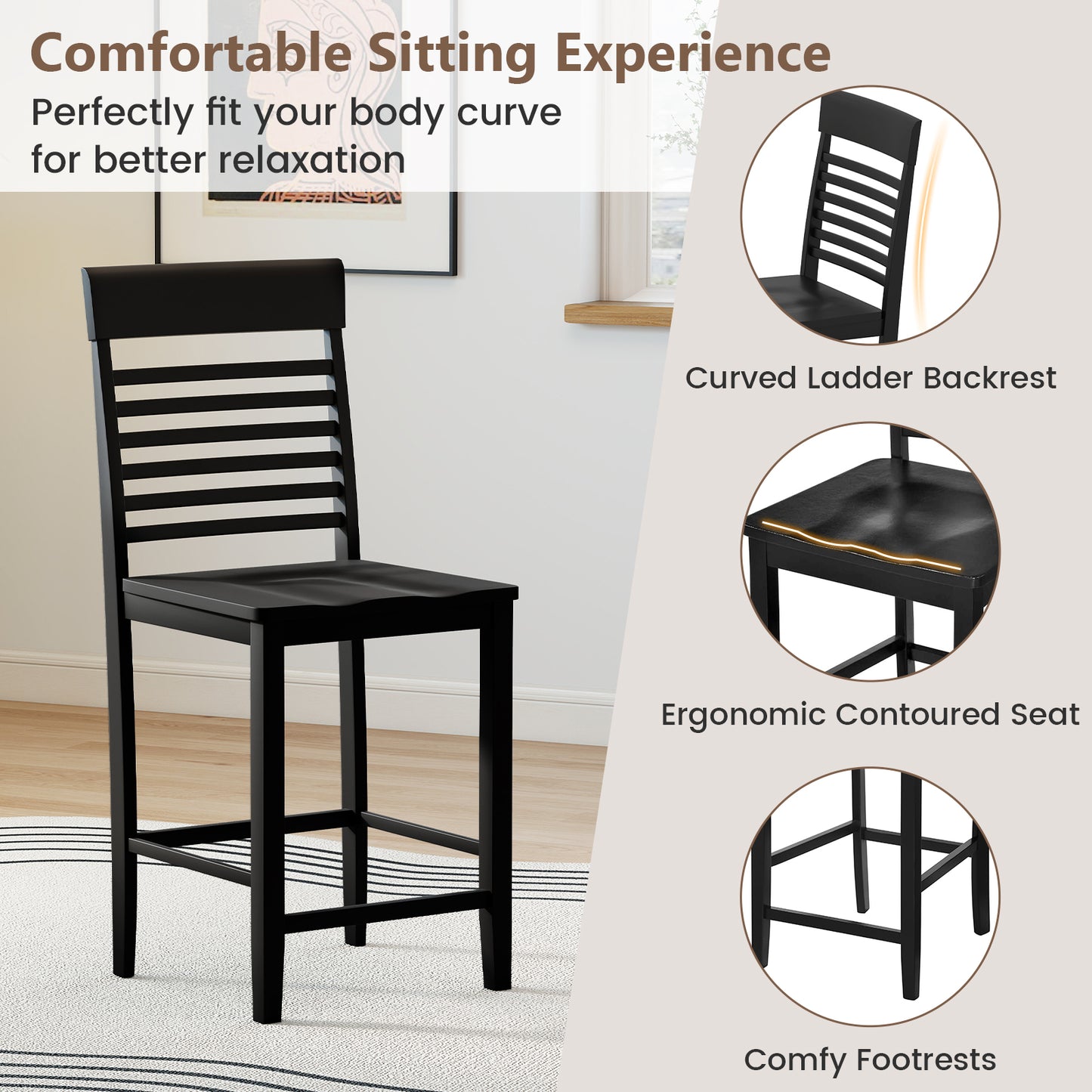 5-Piece Counter-Height Dining Table Set with Rubber Wood Frame and Footrest Dining Room Sets at Gallery Canada