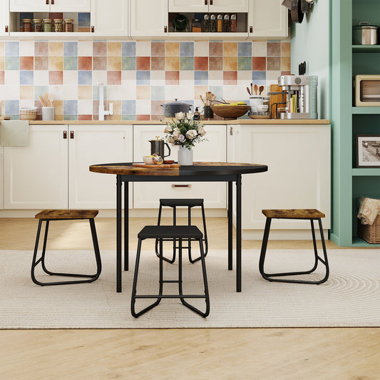 5-Piece Dining Set for 4 47 Inch Round Kitchen Table and 4 Stools, Brown Dining Room Sets Brown at Gallery Canada