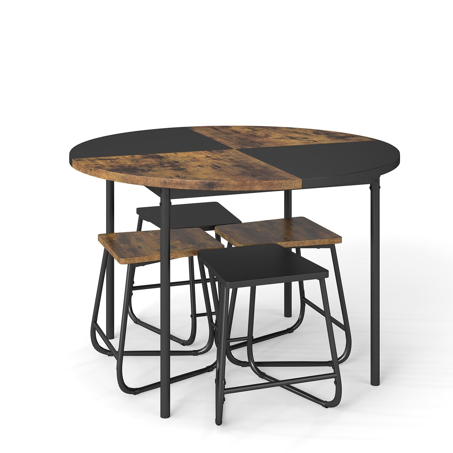 5-Piece Dining Set for 4 47 Inch Round Kitchen Table and 4 Stools, Brown Dining Room Sets at Gallery Canada
