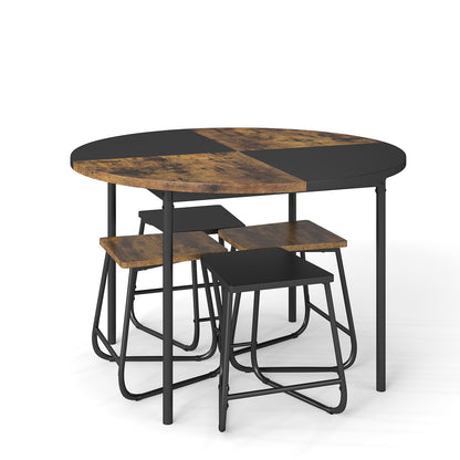 5-Piece Dining Set for 4 47 Inch Round Kitchen Table and 4 Stools, Brown Dining Room Sets at Gallery Canada