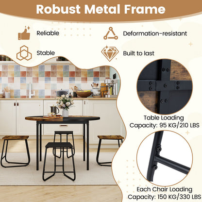 5-Piece Dining Set for 4 47 Inch Round Kitchen Table and 4 Stools, Brown Dining Room Sets at Gallery Canada