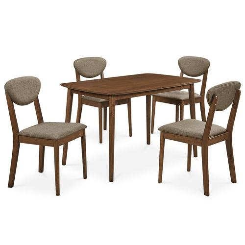 5-Piece Dining Set, Rectangular Table, Fabric Chairs, Beige