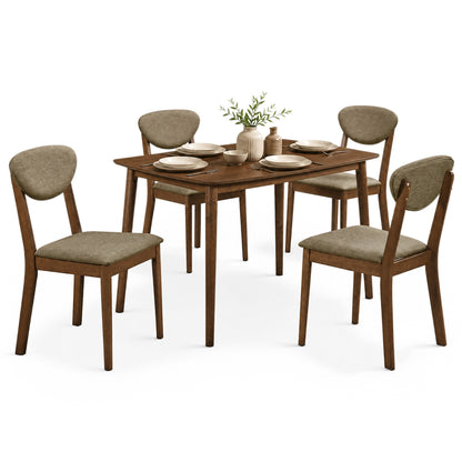 Ensemble de salle à manger de 5 pièces, table rectangulaire, chaises en tissu, beige