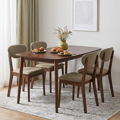 Ensemble de salle à manger de 5 pièces, table rectangulaire, chaises en tissu, beige