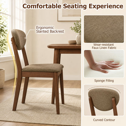 Ensemble de salle à manger de 5 pièces, table rectangulaire, chaises en tissu, beige