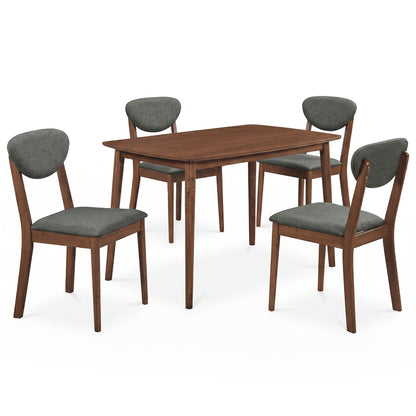 5-Piece Dining Set for 4, Rectangular Table, Fabric Chairs, Gray