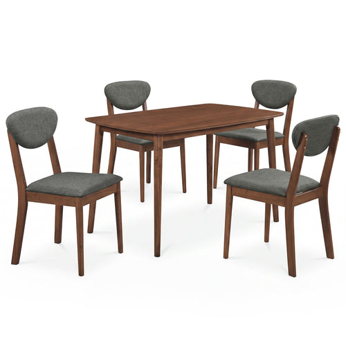 5-Piece Dining Set for 4, Rectangular Table, Fabric Chairs, Gray