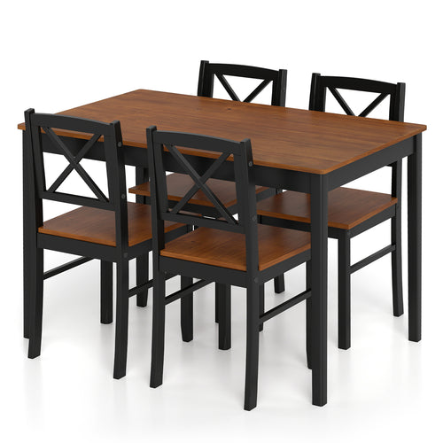 5 Piece Dining Table Set with Rectangular Kitchen Table and 4 Chairs for 4 People, Coffee