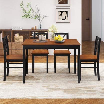 5 Piece Dining Table Set with Rectangular Kitchen Table and 4 Chairs for 4 People, Coffee Dining Room Sets at Gallery Canada