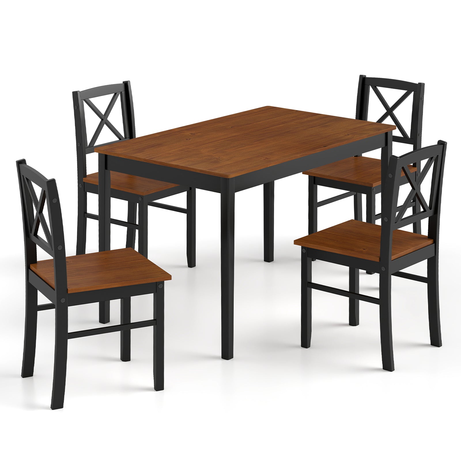 5 Piece Dining Table Set with Rectangular Kitchen Table and 4 Chairs for 4 People, Coffee Dining Room Sets at Gallery Canada