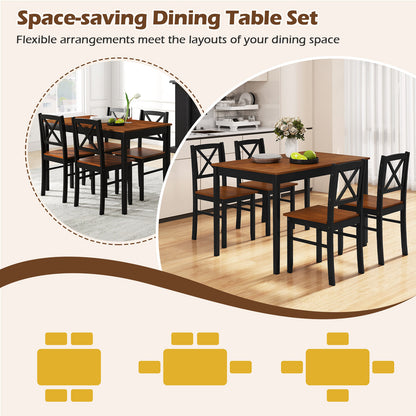 5 Piece Dining Table Set with Rectangular Kitchen Table and 4 Chairs for 4 People, Coffee Dining Room Sets at Gallery Canada
