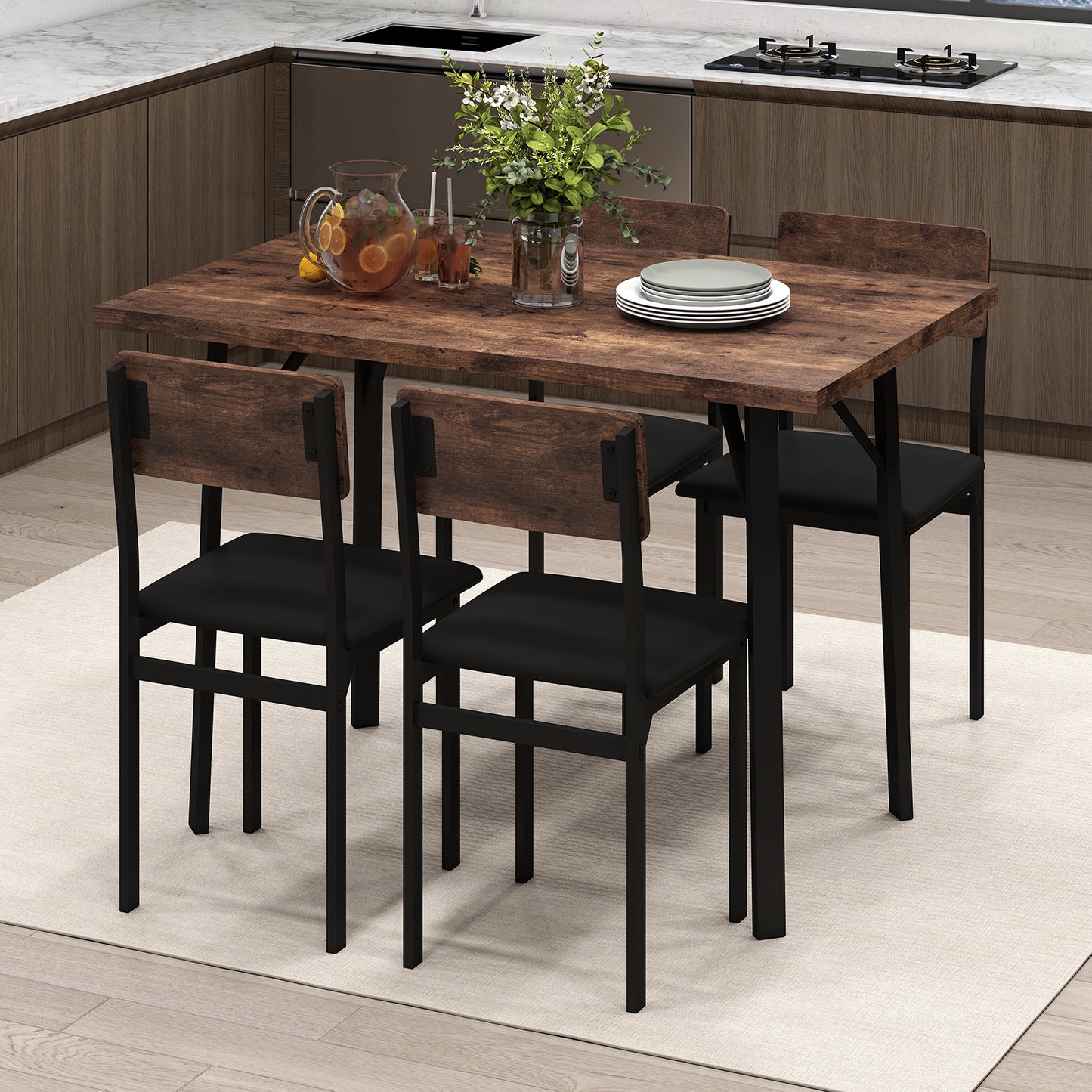 5-Piece Dining Table Set For 4 People, Brown Dining Room Sets at Gallery Canada