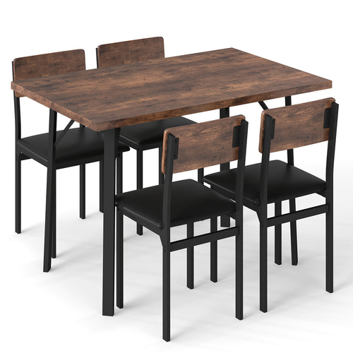 5-Piece Dining Table Set For 4 People, Brown