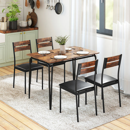 5-Piece Dining Table Set, Rectangular Kitchen Table, 4 Armless Chairs, Brown Dining Room Sets at Gallery Canada