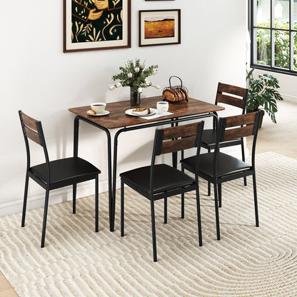5-Piece Dining Table Set, Rectangular Kitchen Table, 4 Armless Chairs, Brown Dining Room Sets at Gallery Canada